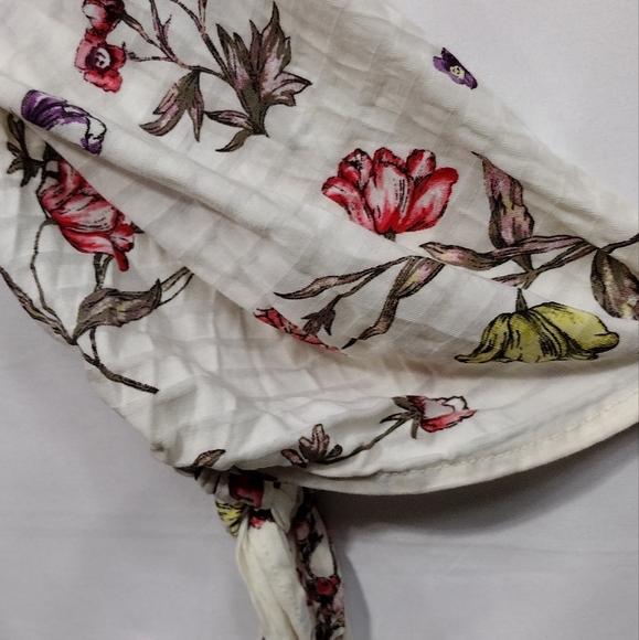 Lauren Ralph Lauren Floral Babydoll Top Women's L Cream Red Cottagecore Peasant - Picture 3 of 8